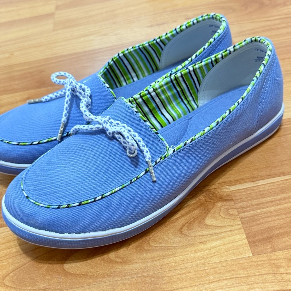 Grasshoppers Casual Blue Canvas Loafers Size 7.5‎ XW